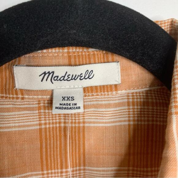 Madewell Colwell plaid tie front button front short sleeves shirt size XXS - Picture 4 of 8